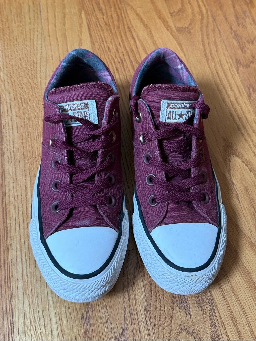 Converse Chuck Taylor All Star Madison Sneakers Maroon Plaid Interior Women’s 5